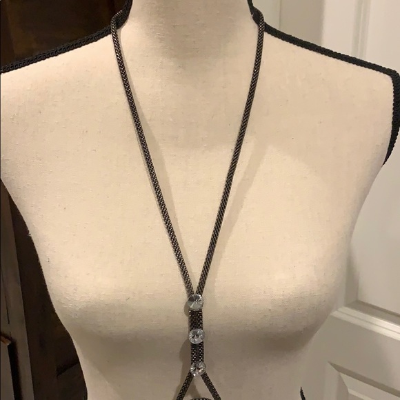 Long Black Silver Fashion Jewelry Necklace - Picture 3 of 4